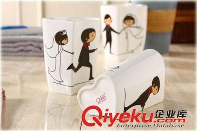 诺宝卡通卫浴五件套 情侣婚庆礼品套装，潮安瓷业精工打造